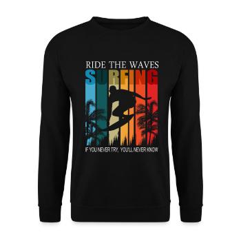 Sports nautiques Surfeur Surfer sur les vagues Chemise de surf - Sweat-shirt Unisexe - noir - Devant - Alina (178cm) & Michal (187cm)