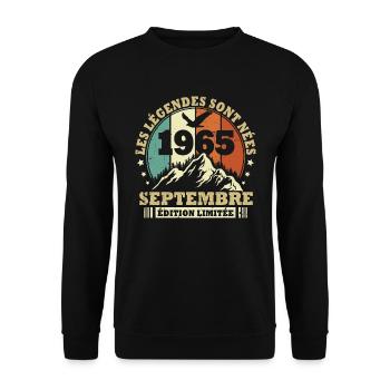 Vintage septembre 1965 vintage cadeau anniversaire - Sweat-shirt Unisexe - noir - Devant - Alina (178cm) & Michal (187cm)