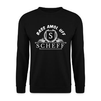 Pass mal auf, Chef! - Unisex Pullover - Schwarz - Vorne - Alina (178cm) & Michal (187cm)