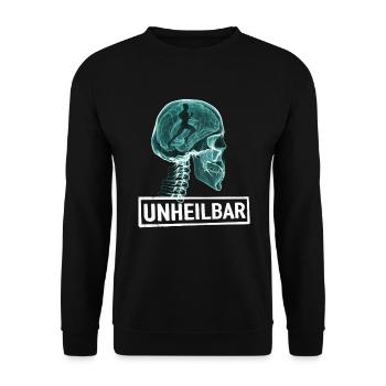 LÄUFER LAUFEN UNHEILBAR RÖNTGEN LUSTIG GESCHENK - Unisex Pullover - Schwarz - Vorne - Alina (178cm) & Michal (187cm)