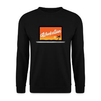 Workation work vacation lifestyle laptop palm trees - Unisex Sweatshirt - black - Front - Alina (178cm) & Michal (187cm)