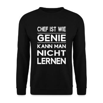 Chef Boss Vorgesetzter Genie lustiger Spruch - Unisex Pullover - Schwarz - Vorne - Alina (178cm) & Michal (187cm)