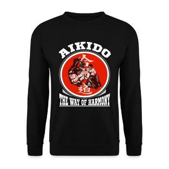 Arts Martiaux d’Aïkido - le T-Shirt Way of Harmony - Sweat-shirt Unisexe - noir - Devant - Alina (178cm) & Michal (187cm)