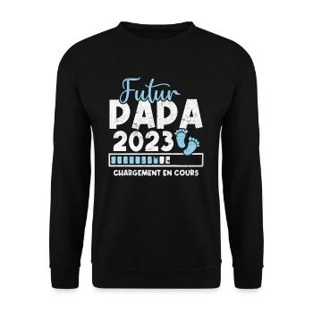 Futur papa 2023 chargement en cours - Sweat-shirt Unisexe - noir - Devant - Alina (178cm) & Michal (187cm)