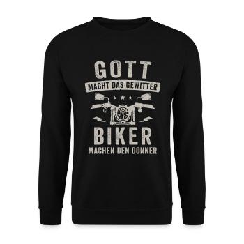 Motorrad Biker machen Donner Motorradfahrer - Unisex Pullover - Schwarz - Vorne - Alina (178cm) & Michal (187cm)