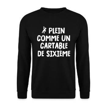 plein comme un cartable de sixième - Sweat-shirt Unisexe - noir - Devant - Alina (178cm) & Michal (187cm)