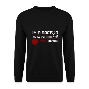 Docteur, docteur, pomme, docteur, cadeau, idée, étudiant - Sweat-shirt Unisexe - noir - Devant - Alina (178cm) & Michal (187cm)