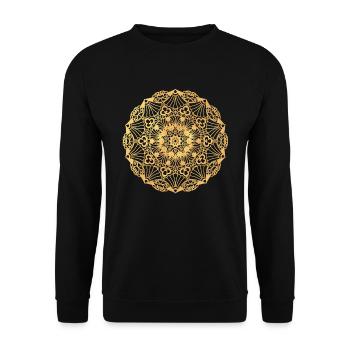Japan Mandala gold - Unisex Pullover - Schwarz - Vorne - Alina (178cm) & Michal (187cm)