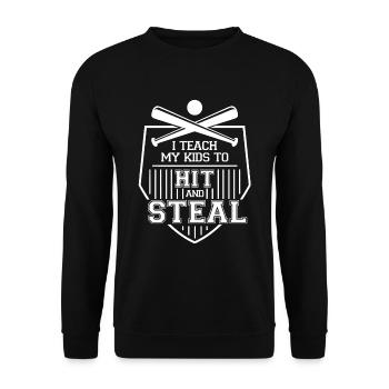 Baseball I Teach My Kids To Hit And Steal - Unisex Sweatshirt - black - Front - Alina (178cm) & Michal (187cm)