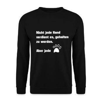 Hunde Sprüche Geschenk Pfoten - Unisex Pullover - Schwarz - Vorne - Alina (178cm) & Michal (187cm)