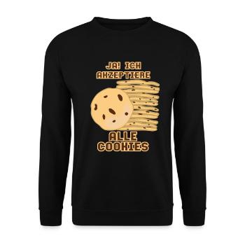 Yes! I accept all cookies - Unisex Sweatshirt - black - Front - Alina (178cm) & Michal (187cm)
