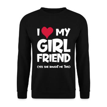 I love my Girlfriend she bought this Valentinesday - Unisex Sweatshirt - black - Front - Alina (178cm) & Michal (187cm)