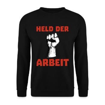 Held der Arbeit Beruf Geschenk - Unisex Pullover - Schwarz - Vorne - Alina (178cm) & Michal (187cm)