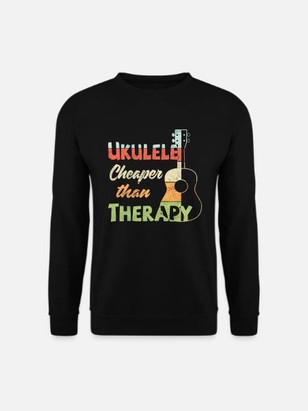 Ukulele! Cheaper than therapy - Unisex Pullover - Schwarz