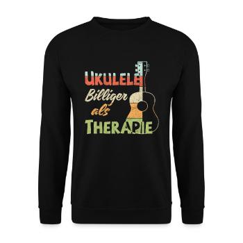 Ukulele! Billiger als Therapie - Unisex Pullover - Schwarz - Vorne - Alina (178cm) & Michal (187cm)