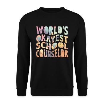 World's okayest school counselor - Unisex Sweatshirt - black - Front - Alina (178cm) & Michal (187cm)