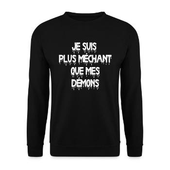 je suis plus méchant que mes démons - Sweat-shirt Unisexe - noir - Devant - Alina (178cm) & Michal (187cm)