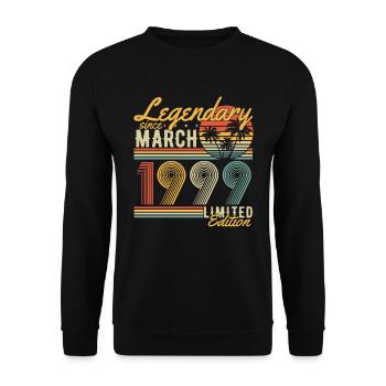 Légendaire depuis mars 1999 Vintage Birthday - Sweat-shirt Unisexe - noir - Devant - Alina (178cm) & Michal (187cm)