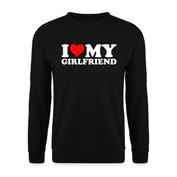 I LOVE MY GIRLFRIEND Valentinstag Geschenk Liebe - Unisex Pullover - Schwarz - Vorne - Alina (178cm) & Michal (187cm)