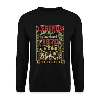 Legends were born in November 1970 gift - Unisex Sweatshirt - black - Front - Alina (178cm) & Michal (187cm)