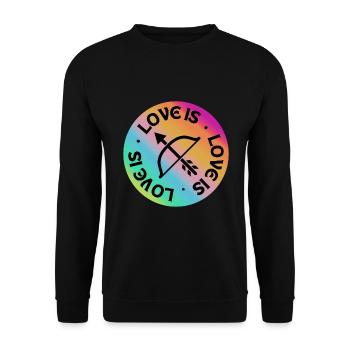 Bogenschießen: Liebe ist. - Unisex Pullover - Schwarz - Vorne - Alina (178cm) & Michal (187cm)