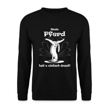 Yoga Pferd Kopfstand - Unisex Pullover - Schwarz - Vorne - Alina (178cm) & Michal (187cm)