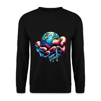 Hand & Earth Design/ Motif: Environmental Protection - Unisex Sweatshirt - black - Front - Alina (178cm) & Michal (187cm)