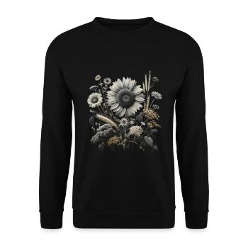 Gentle Field Flowers: Nature's Elegance - Unisex Sweatshirt - black - Front - Alina (178cm) & Michal (187cm)