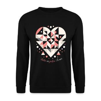 Modernes Liebesdesign: 'Liebe in jeder Form' - Unisex Pullover - Schwarz - Vorne - Alina (178cm) & Michal (187cm)