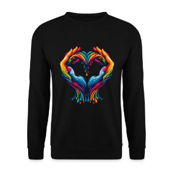 Rainbow Heart Hands – for Diversity and Love - Unisex Sweatshirt - black - Front - Alina (178cm) & Michal (187cm)