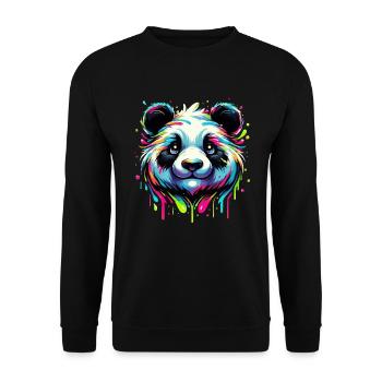 Panda Power: Colorful Color Explosion Panda Head - Unisex Sweatshirt - black - Front - Alina (178cm) & Michal (187cm)