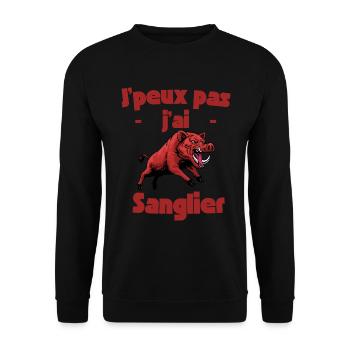 Ich kann kein Wildschwein haben - Unisex Pullover - Schwarz - Vorne - Alina (178cm) & Michal (187cm)