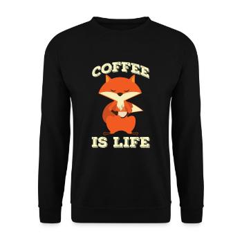 Lustiger Fuchs Fox Kaffee Morgenmuffel Geschenk - Unisex Pullover - Schwarz - Vorne - Alina (178cm) & Michal (187cm)