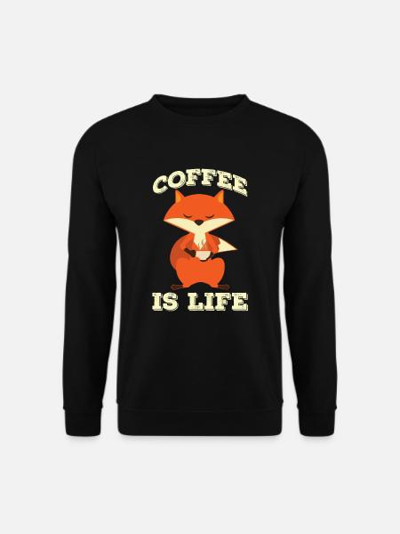 Lustiger Fuchs Fox Kaffee Morgenmuffel Geschenk - Unisex Pullover - Schwarz