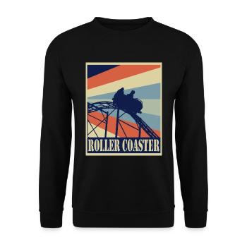 Roller Coaster Achterbahn - Retro Style Vintage - Unisex Pullover - Schwarz - Vorne - Alina (178cm) & Michal (187cm)