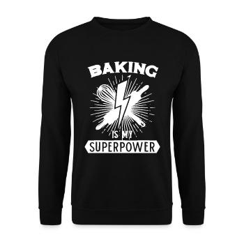 Baking is my Superpower T-Shirt - Unisex Pullover - Schwarz - Vorne - Alina (178cm) & Michal (187cm)