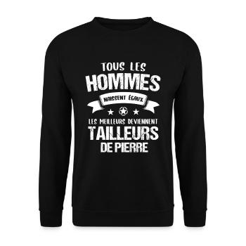 Tailleur de pierre cadeau humour - Sweat-shirt Unisexe - noir - Devant - Alina (178cm) & Michal (187cm)
