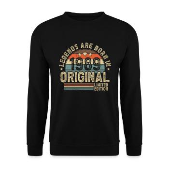 1989 Vintage Born Legends Vintage anniversaire - Sweat-shirt Unisexe - noir - Devant - Alina (178cm) & Michal (187cm)