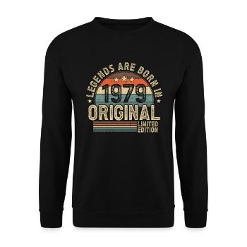 1979 Vintage Born Legends Vintage anniversaire - Sweat-shirt Unisexe - noir - Devant - Alina (178cm) & Michal (187cm)