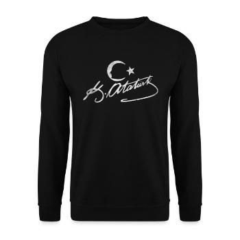 Atatürk Imza Grunge Style - Unisex Pullover - Schwarz - Vorne - Alina (178cm) & Michal (187cm)