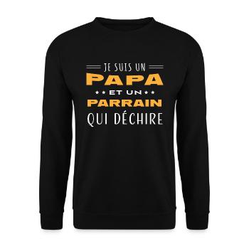 Papa et Parrain qui déchire humour parrain - Sweat-shirt Unisexe - noir - Devant - Alina (178cm) & Michal (187cm)