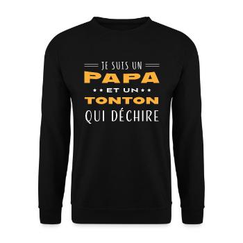 Papa et Tonton qui déchire homme humour oncle - Sweat-shirt Unisexe - noir - Devant - Alina (178cm) & Michal (187cm)