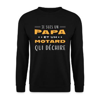 Papa et motard qui déchire humour moto homme - Sweat-shirt Unisexe - noir - Devant - Alina (178cm) & Michal (187cm)