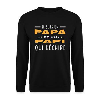 Papa et papi qui déchire homme humour grand-père - Sweat-shirt Unisexe - noir - Devant - Alina (178cm) & Michal (187cm)