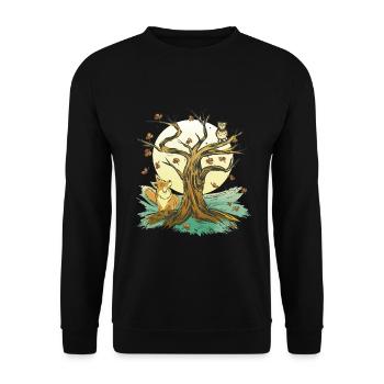 Fox Owl Forest Camping Animals - Unisex Sweatshirt - black - Front - Alina (178cm) & Michal (187cm)