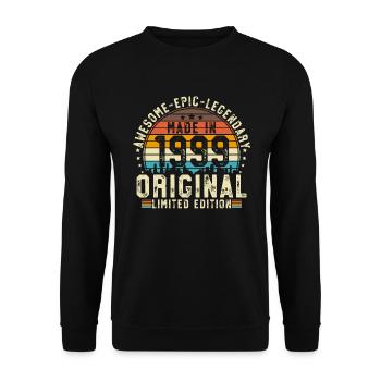 1999 Vintage Born Legends Vintage Anniversaire - Sweat-shirt Unisexe - noir - Devant - Alina (178cm) & Michal (187cm)