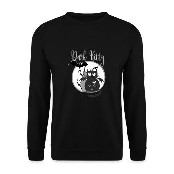 Dark Kitty... schwarze Gothic Katze mit Fledermaus - Unisex Pullover - Schwarz - Vorne - Alina (178cm) & Michal (187cm)