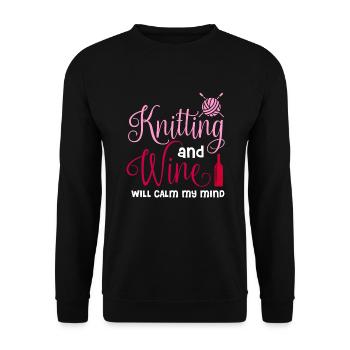 Knitting and Wine - Unisex Sweatshirt - black - Front - Alina (178cm) & Michal (187cm)