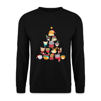 Chats de Noël Sapin de Noël Chaton Noël - Sweat-shirt Unisexe - noir - Devant - Alina (178cm) & Michal (187cm)
