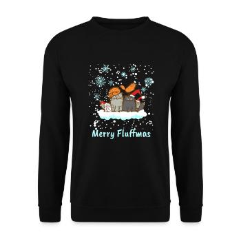 Chat joyeux noel fluffmas chat doux - Sweat-shirt Unisexe - noir - Devant - Alina (178cm) & Michal (187cm)